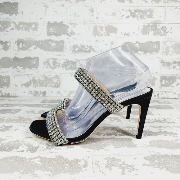 Badgley Mischka Shoes - NEW Badgley Mischka Sade Black Rhinestone Heeled Summer Sandals A940
